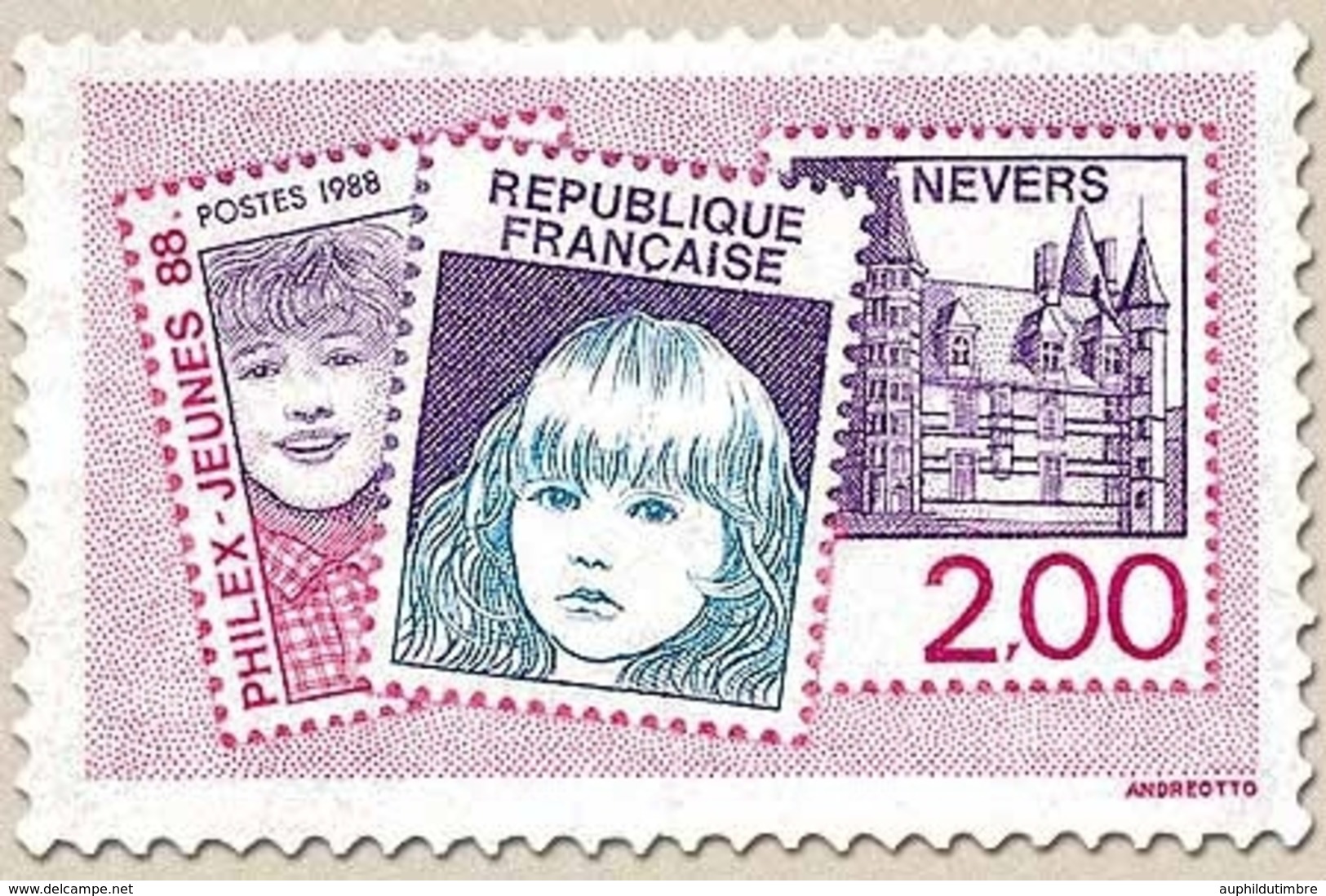 Philex-Jeunes 88. Exposition Philatélique Des Jeunes, à Nevers. Jeunes Collectionneurs Et Une Vue De Nevers. 2f. Y2529 - Unused Stamps