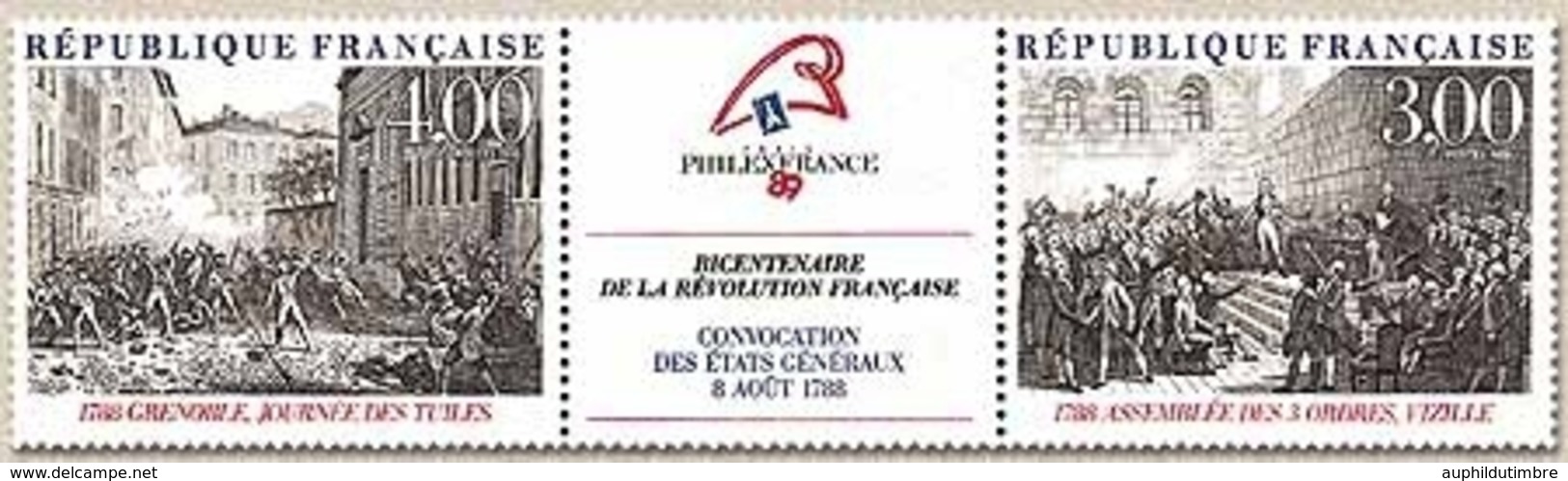 Bicentenaire De La Révolution. Philexfrance'89. Exposition Philatélique Mondiale, à Paris. La Triptyque Y2538A - Unused Stamps