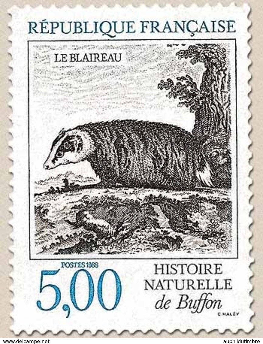 Série Nature De France. Animaux De L'Histoire Naturelle, De Buffon. Blaireau  5f. Bleu Et Noir Y2542 - Ungebraucht