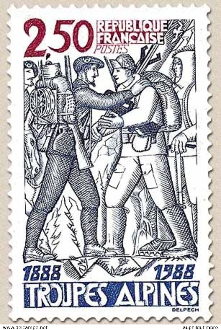 Centenaire Des Troupes Alpines. Soldats En Tenues De 1888 Et 1988  2f.50 Bleu-gris, Rouge Et Bleu Y2543 - Unused Stamps