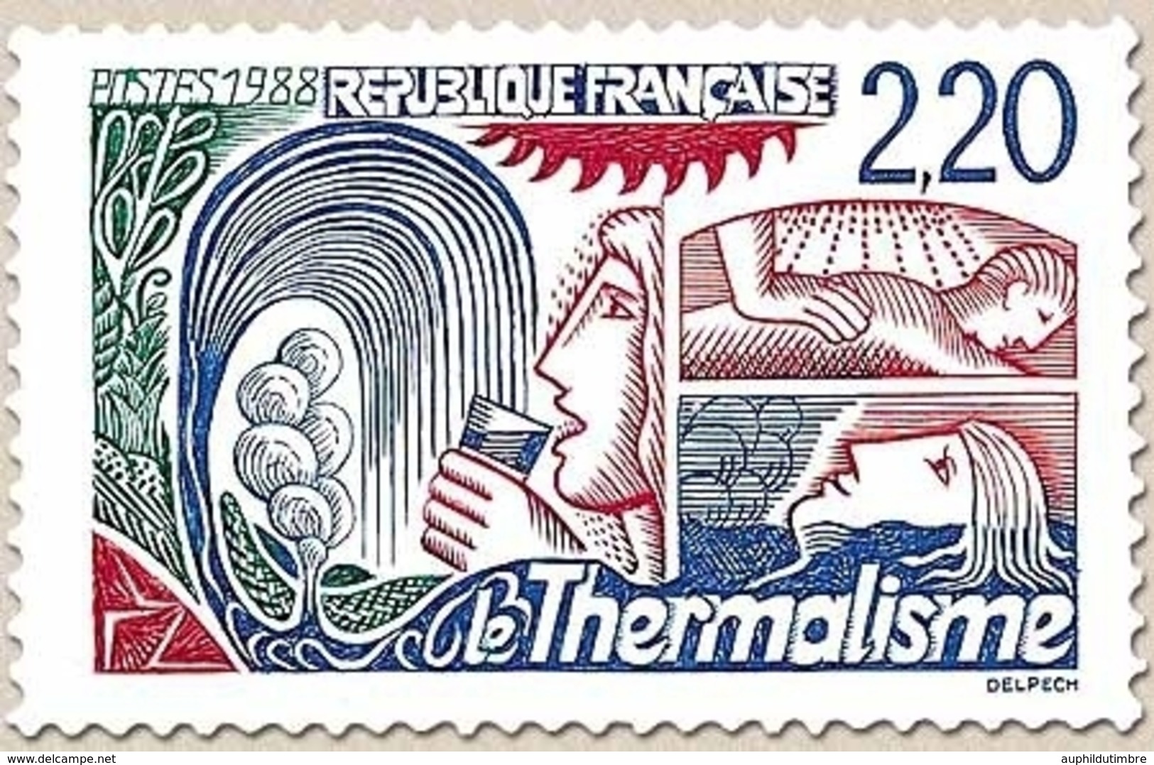 Le Thermalisme. Source Stylisée, Curistes  2f.20 Bleu, Rouge Et Vert Y2556 - Neufs