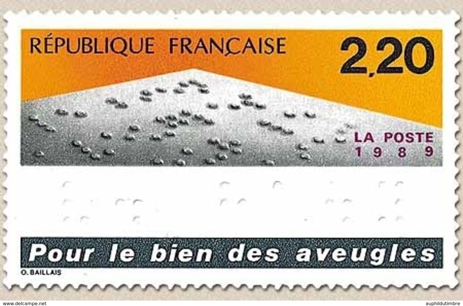 Pour Le Bien Des Aveugles. Texte En Braille (V. Haüy)  2f.20 Orange, Gris Et Bleu Y2562 - Unused Stamps