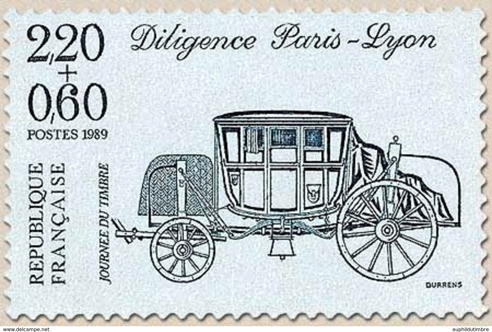 Journée Du Timbre. Diligence Paris-Lyon  2f.20 + 60c. Bleu-gris Sur Bleu Clair Y2577 - Unused Stamps