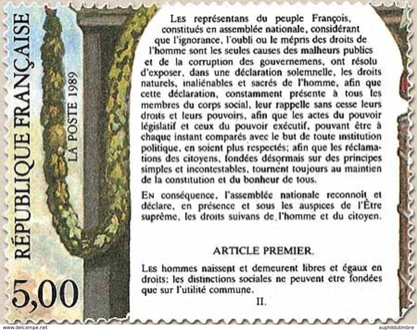 Bicentenaire De La Révolution Et De La Déclaration Des Droits De L'Homme Et Du Citoyen. 5f. Préambule Y2596 - Unused Stamps