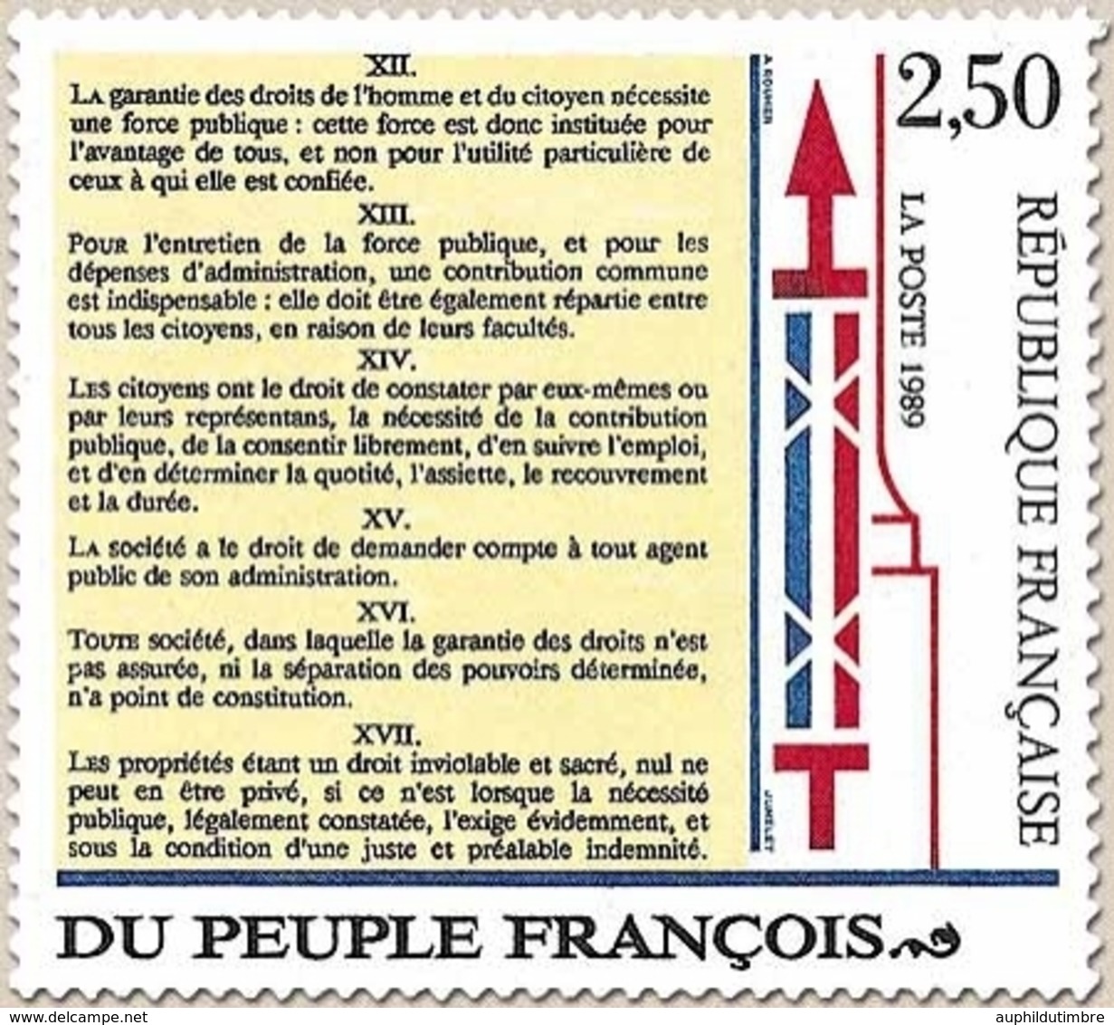 Bicentenaire De La Déclaration Des Droits De L'Homme Et Du Citoyen. 2f.50 Articles XII à XVII Y2605 - Unused Stamps