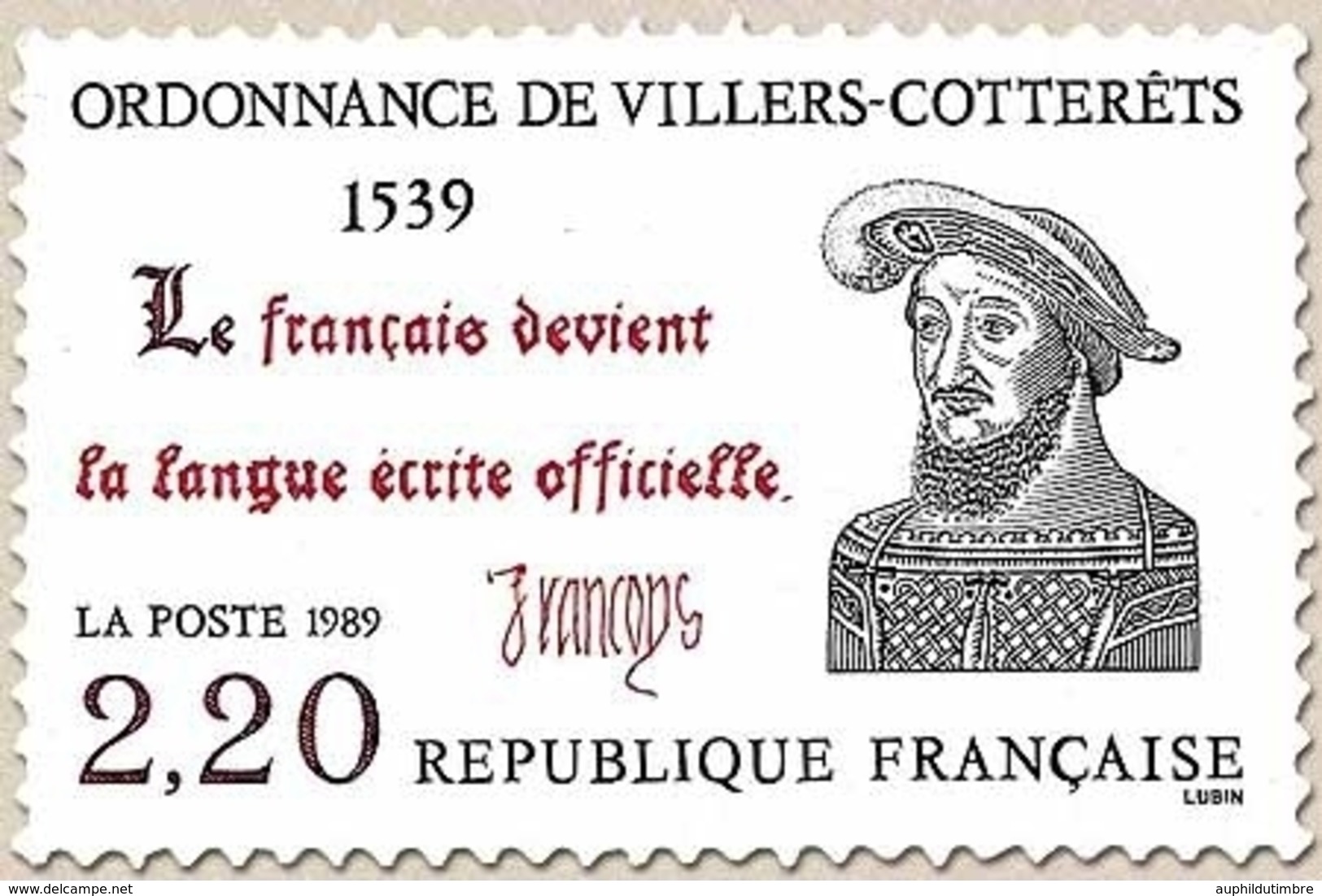 450e Anniversaire De L'Ordonnance De Villers-Cotterêts Sur Le Traitement Des Archives. 2f.20 Noir Et Rouge Y2609 - Neufs