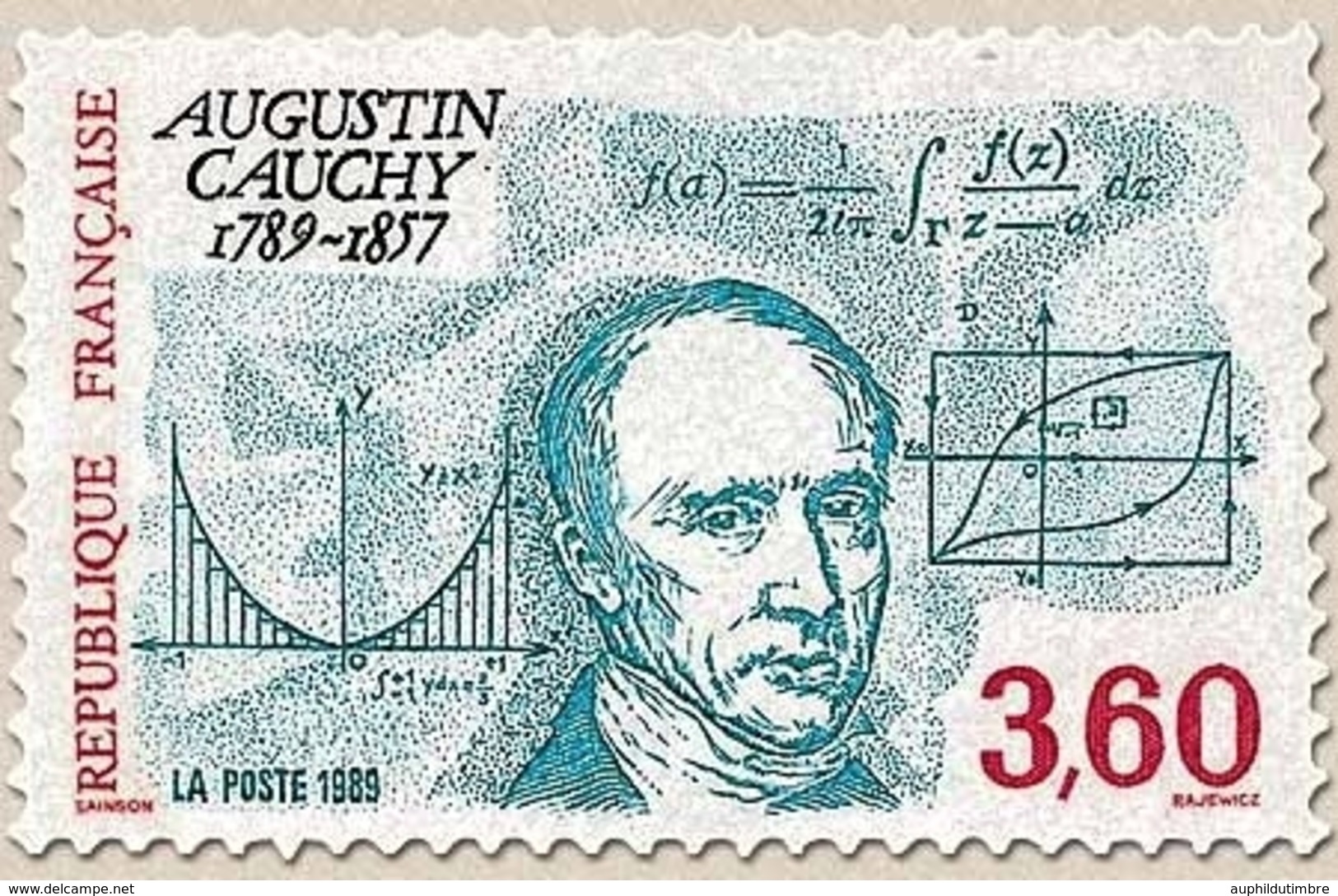 Bicentenaire De La Naissance D'Augustin Cauchy (1789-1857), Mathématicien. Portrait, Formule Et Courbes  3f.60 Y2610 - Neufs