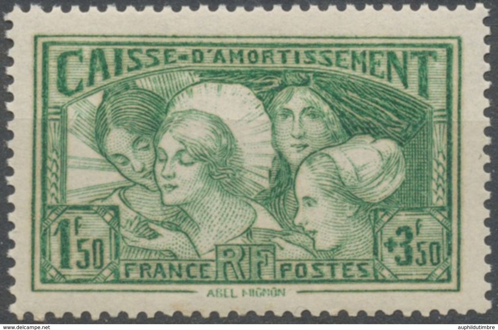 Au Profit De La Caisse D'Amortissement. Les Coiffes Des Provinces Françaises 1f.50 + 3f.50 Vert-jaune Neuf Luxe ** Y269 - Neufs