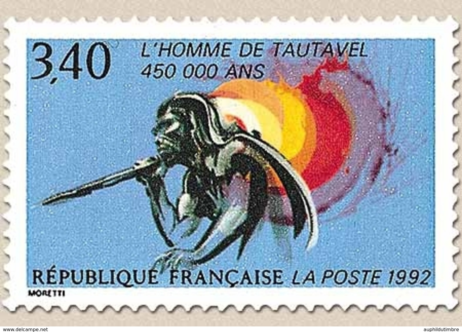 L'Homme De Tautavel. Homme Préhistorique Avec Javelot, Grotte  3f.40 Multicolore Y2759 - Unused Stamps