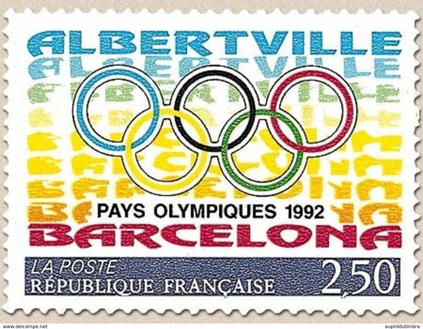 La France Et L'Espagne Pays Olympiques 1992. Émission Conjointe Franco-espagnole. Anneaux Olympiques 2f.50 Y2760 - Ongebruikt