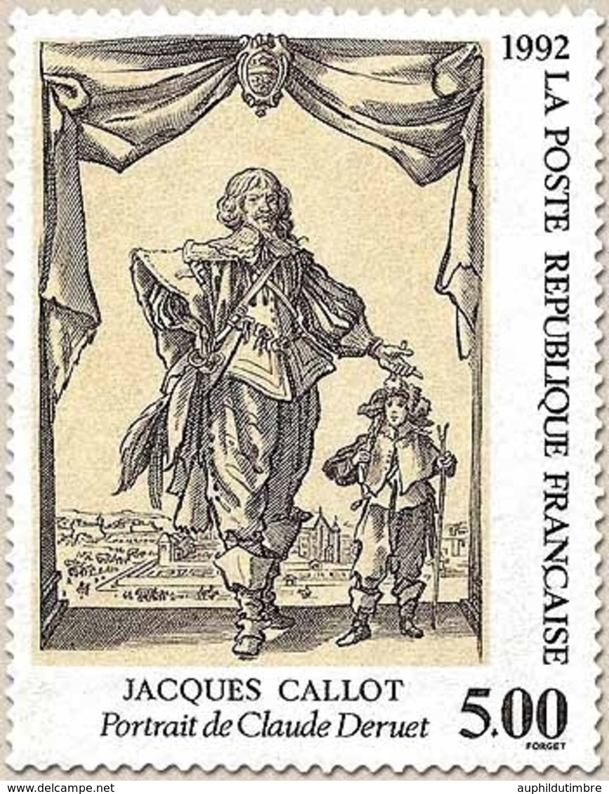 Série Artistique. Gravure De Jacques Callot. Portrait De Claude Deruet  5f. Noir Sur Crème Y2761 - Ongebruikt