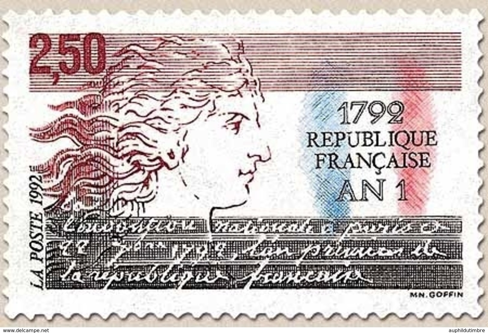 1792, An I De La République Française. Allégorie De La République Et Texte. 2f.50 Multicolore Y2771 - Unused Stamps