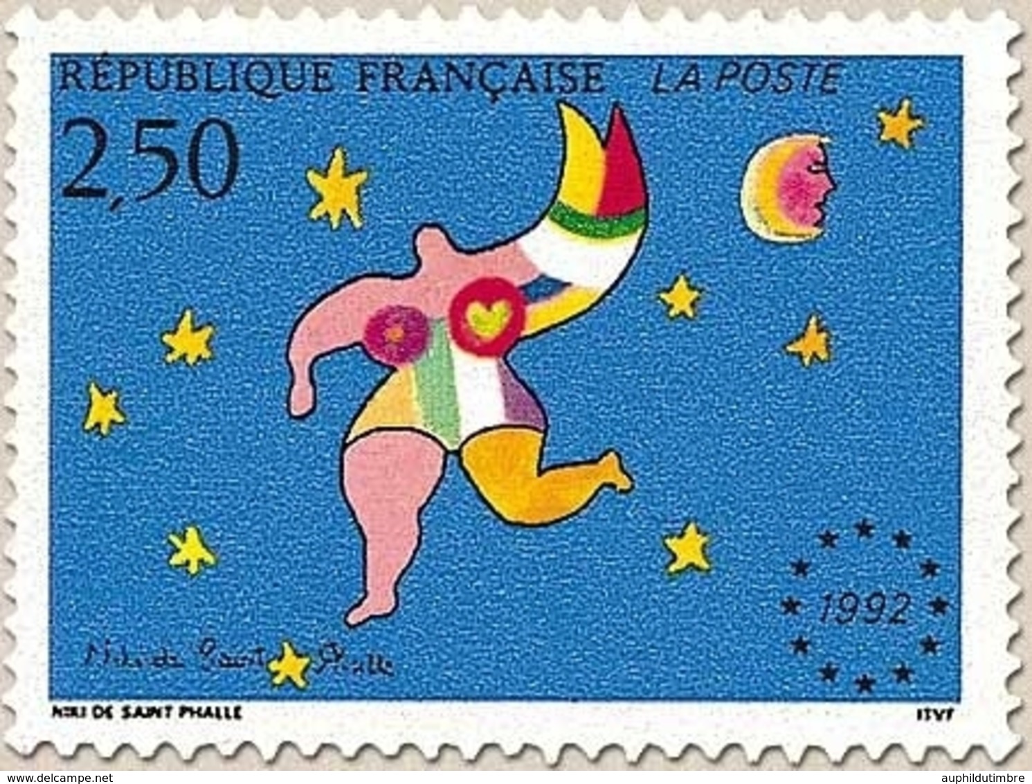 Mise En Vigueur Du Marché Unique Européen. Composition De N. De Saint-Phalle  2f.50 Multicolore Y2776 - Unused Stamps