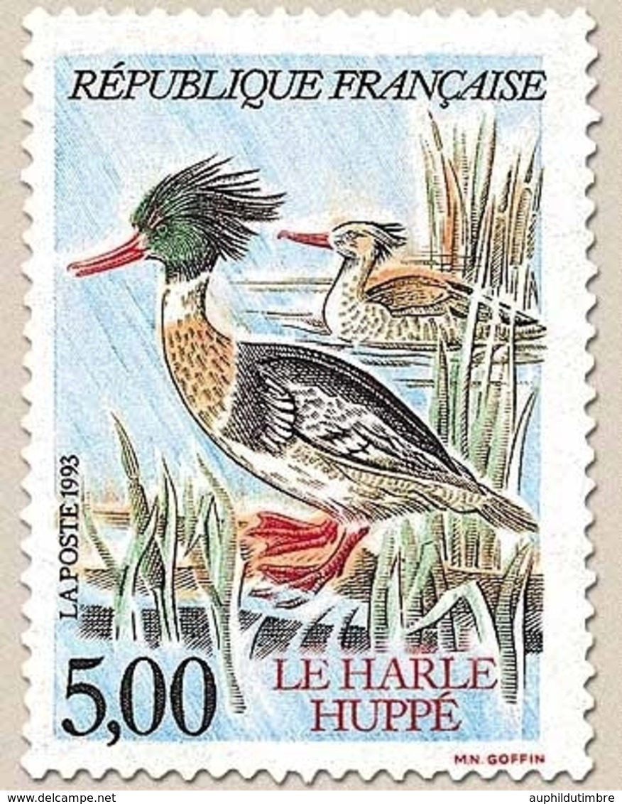 Série Nature De France. Espèces Protégées De Canards. Harle Huppé  5f. Multicolore Y2788 - Ongebruikt