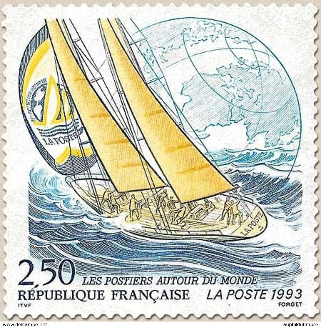 Les Postiers Autour Du Monde Dans La Whitbread. Mappemonde Et Voilier En Course.  2f.50 Multicolore Y2789 - Unused Stamps