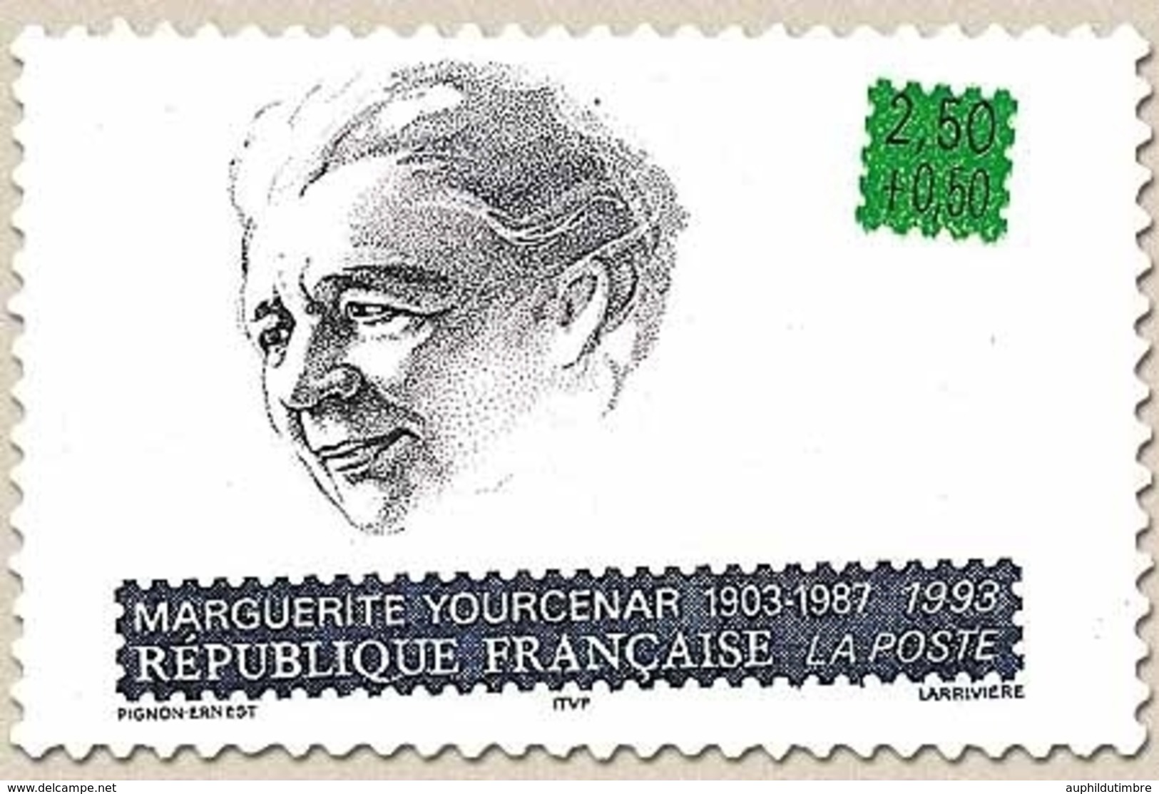 Personnages Célèbres. Ecrivains Français. Marguerite Yourcenar (1903-1987)  2f.50 + 50c. Bleu, Vert Et Noir Y2804 - Ongebruikt