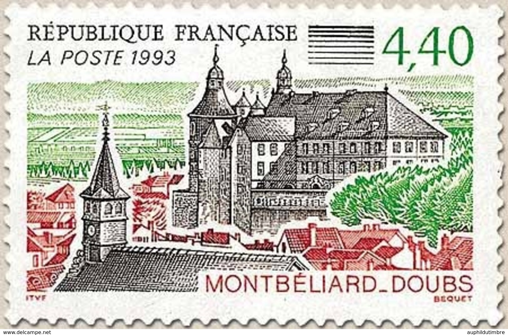 Série Touristique. Palais Et Temple De Montbéliard (Doubs)  4f.40 Vert, Ardoise Et Brun-rouge Y2826 - Ongebruikt