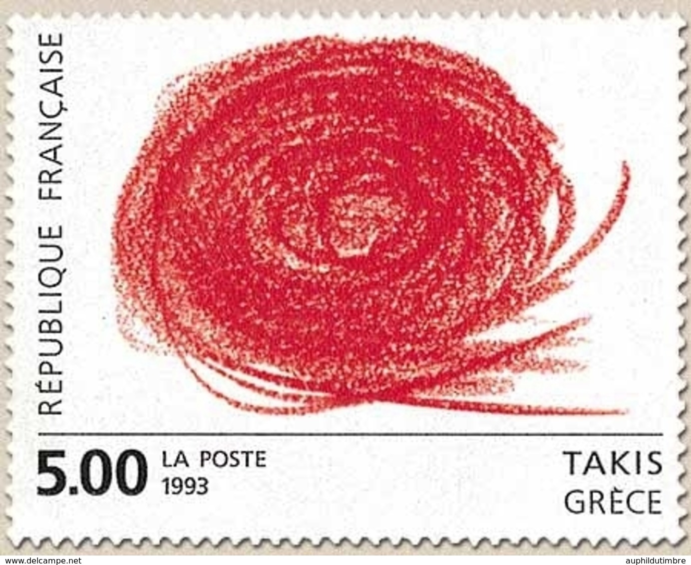 Série Européenne D'art Contemporain. Œuvre Originale De Takis (Grèce)  5f. Rouge Et Noir Y2834 - Unused Stamps