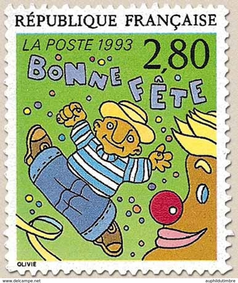 Le Plaisir D'écrire. Bonne Fête, De B. Olivié. 2f.80 Multicolore Y2837 - Unused Stamps