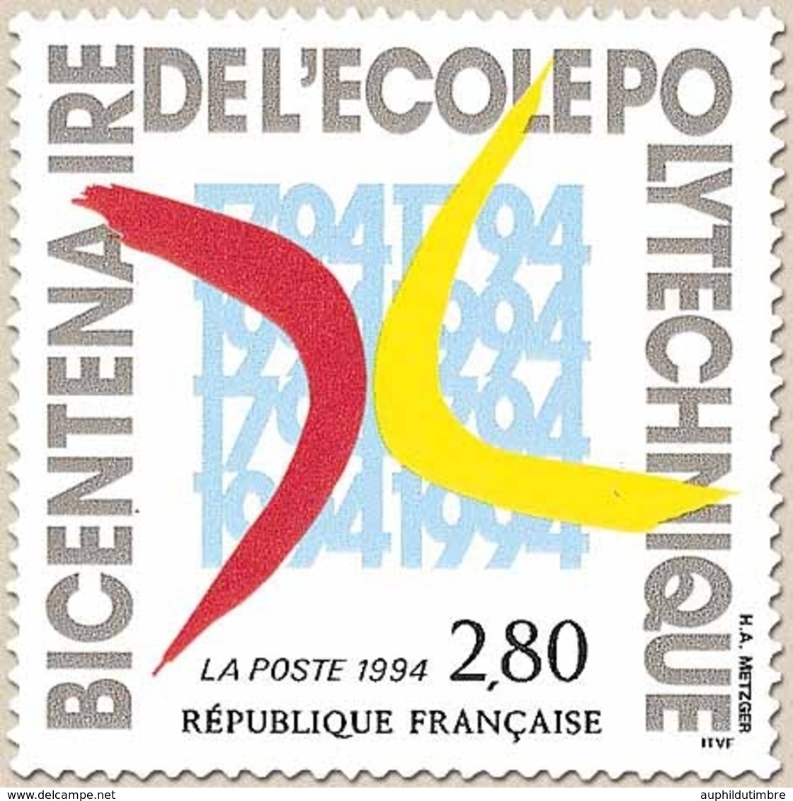 Bicentenaire De La Création De L'École Polytechnique. X Allégorique. 2f.80 Multicolore Y2862 - Ongebruikt