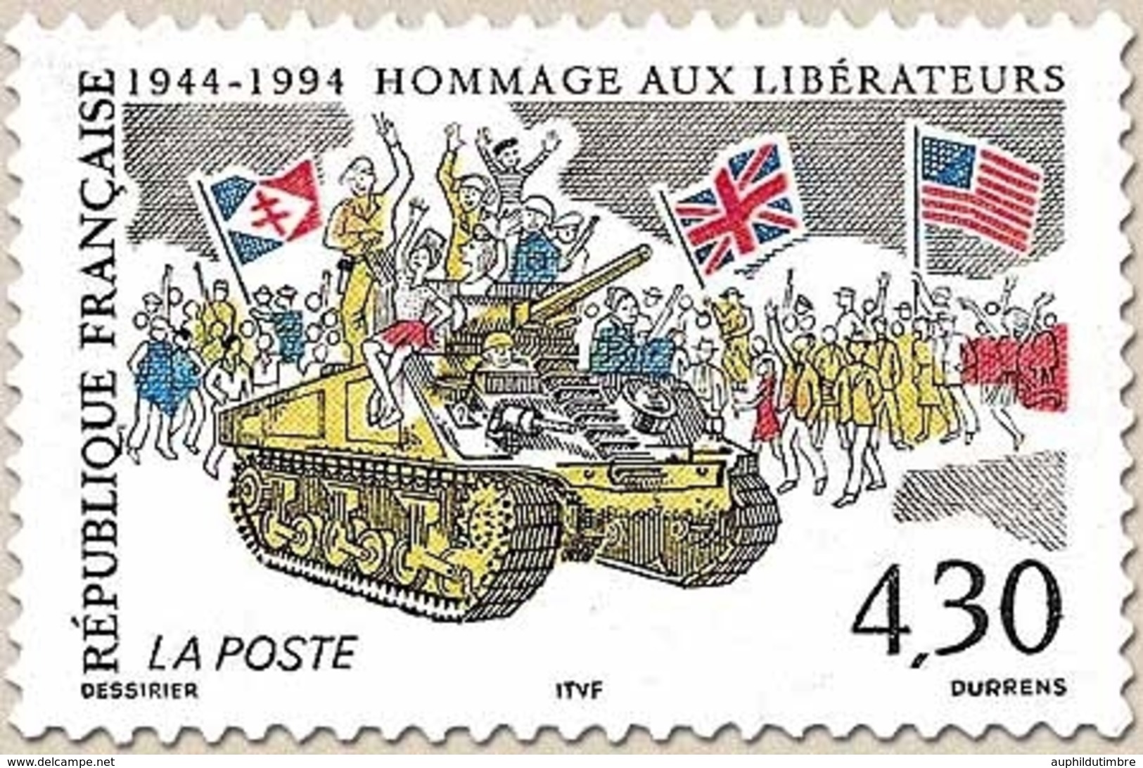 50e Anniversaire Du Débarquement Des Troupes Alliées En Normandie. Hommage Aux Libérateurs  4f.30 Multicolore Y2888 - Unused Stamps