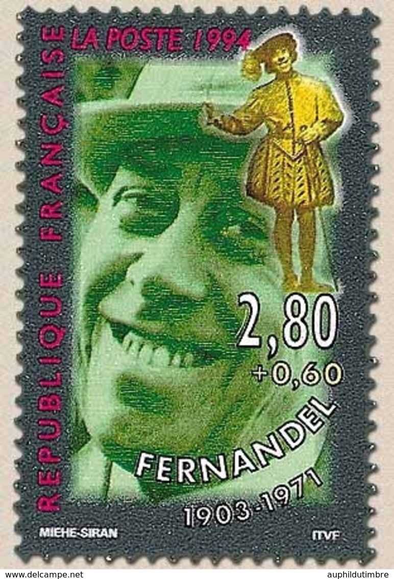 Personnages Célèbres. De La Scène à L'écran. Fernandel (1903-1971).  2f.80 + 60c. Multicolore Y2898 - Unused Stamps