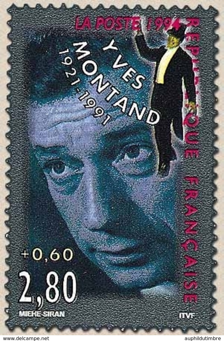 Personnages Célèbres. De La Scène à L'écran. Yves Montand (1921-1991).  2f.80 + 60c. Multicolore Y2901 - Unused Stamps