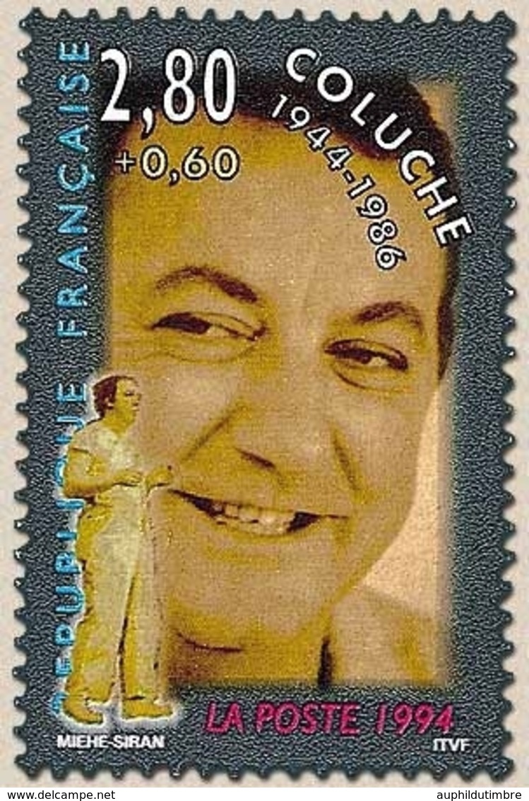 Personnages Célèbres. De La Scène à L'écran. Coluche (1944-1986).  2f.80 + 60c. Multicolore Y2902 - Unused Stamps