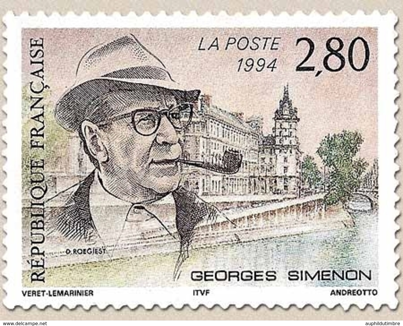 Hommage à Georges Simenon (1903-1989). Émission Conjointe Belgo-Franco-Suisse. Portrait Du Romancier 2f.80 Y2911 - Unused Stamps