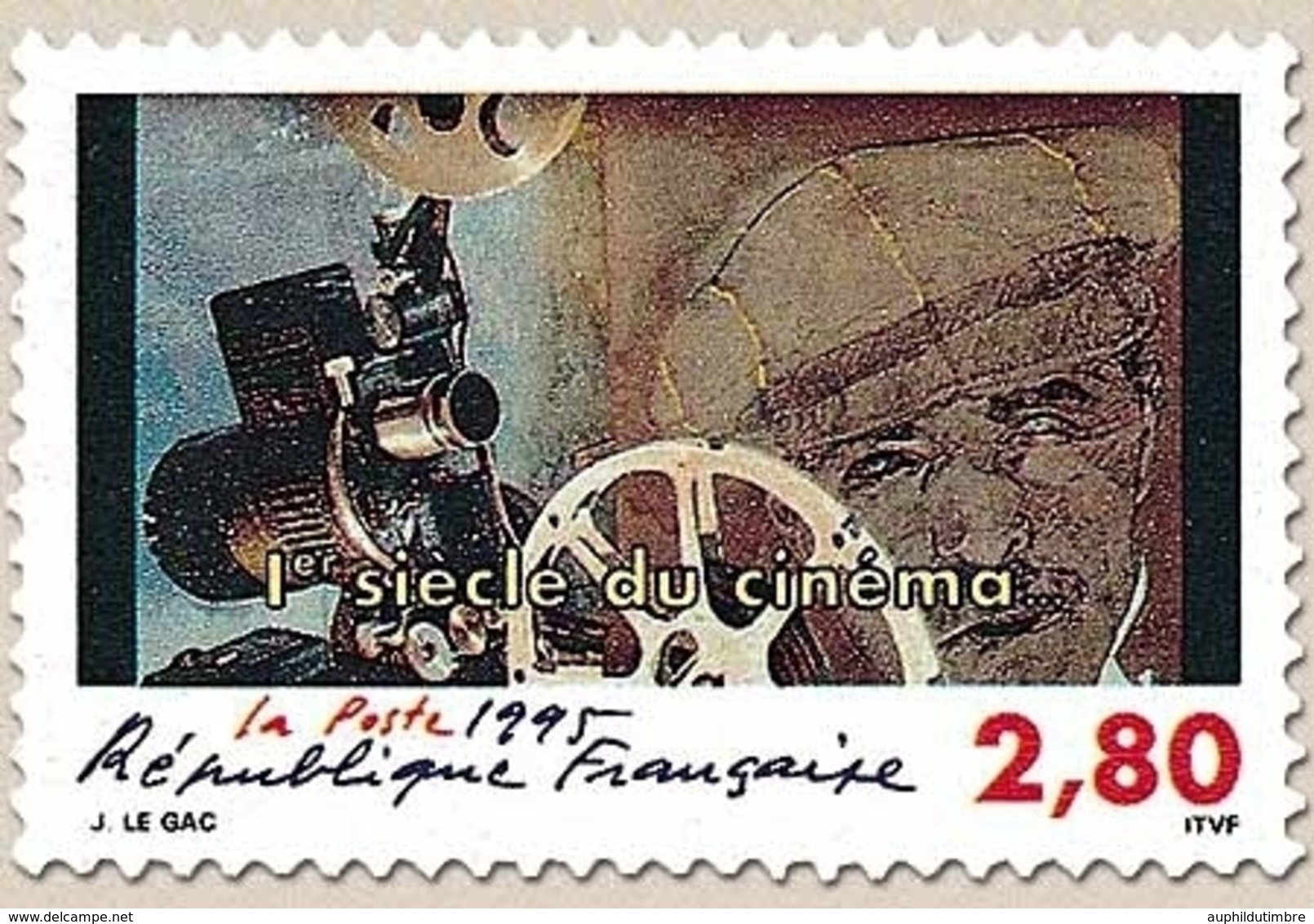 1er Siècle Du Cinéma. Projecteur, Tête Avec Casquette  2f.80 Multicolore Y2920 - Unused Stamps