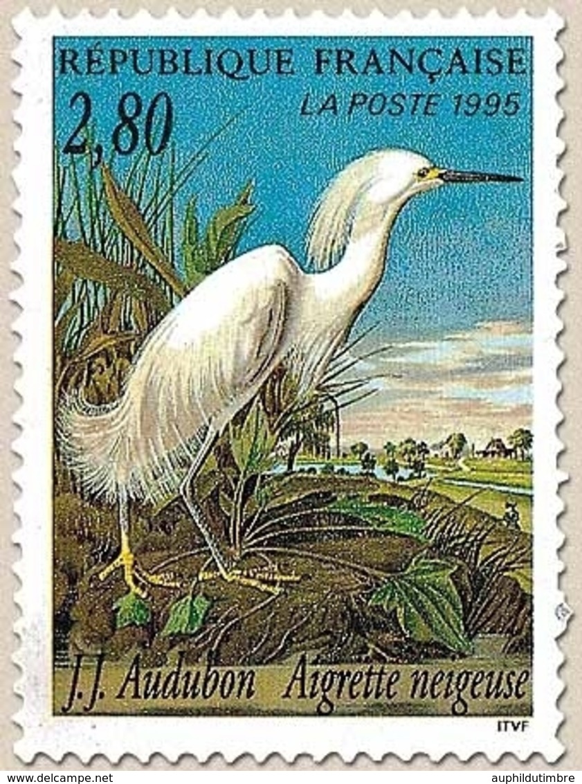 Série Arts Décoratifs. Les Oiseaux De J.-J. Audubon. Aigrette Neigeuse  2f.80 Multicolore Y2929 - Unused Stamps