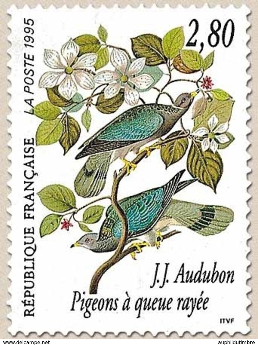 Série Arts Décoratifs. Les Oiseaux De J.-J. Audubon. Pigeons à Queue Rayée  2f.80 Multicolore Y2930 - Nuovi