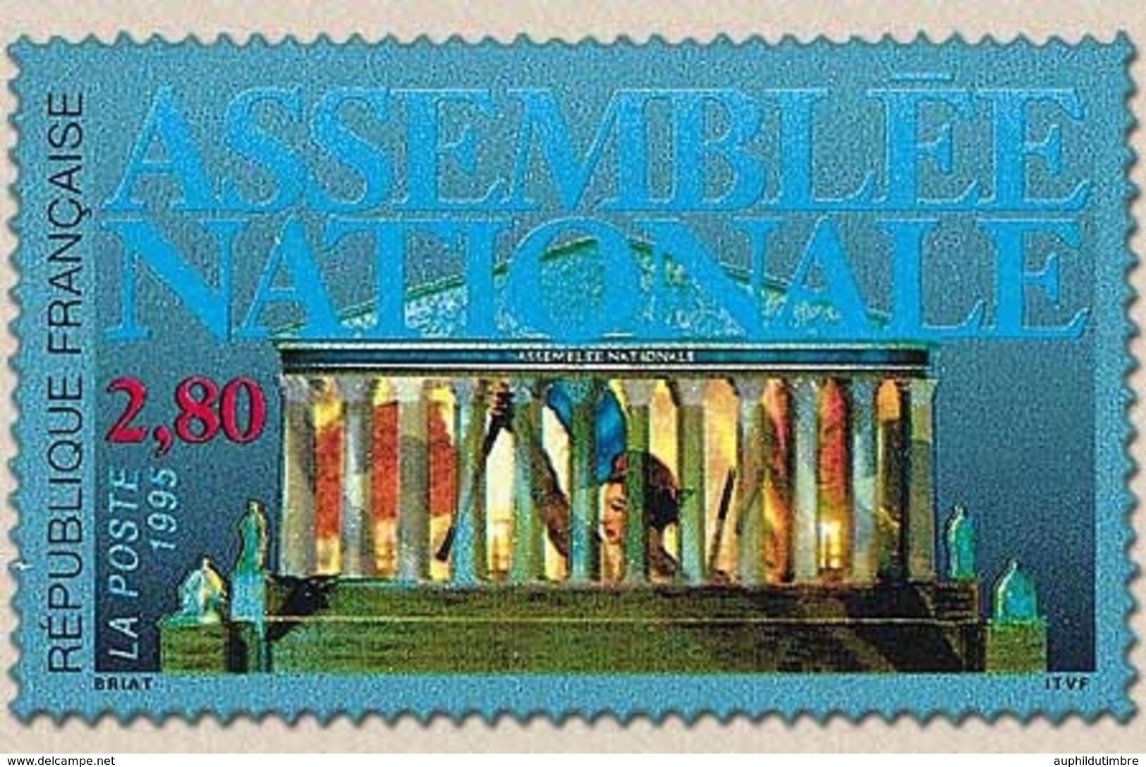 L'Assemblée Nationale. Vue Du Bâtiment ; Liberté Avec Drapeau  2f.80 Multicolore Y2945 - Ongebruikt