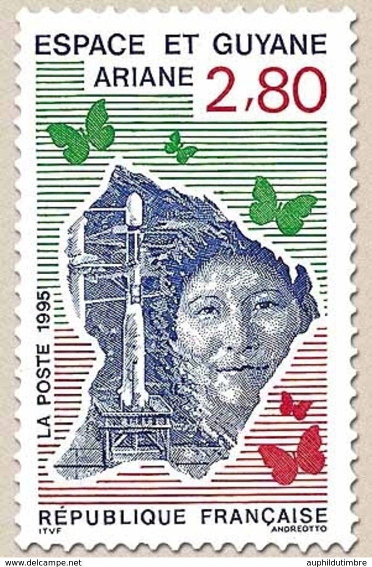 Espace Et Guyane ; Ariane. Type Du No 2696, Sans EUROPA Ni Le Sigle C.E.P.T 2f.80 Bleu, Rouge Et Vert (2696) Y2948 - Ongebruikt