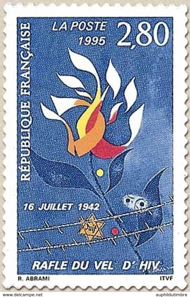 Commémoration De La Rafle Du 16 Juillet 1942 Dite Rafle Du Vel D'Hiv. Barbelés, étoile, Fleur Symbolique  2f.80 Y2965 - Nuovi