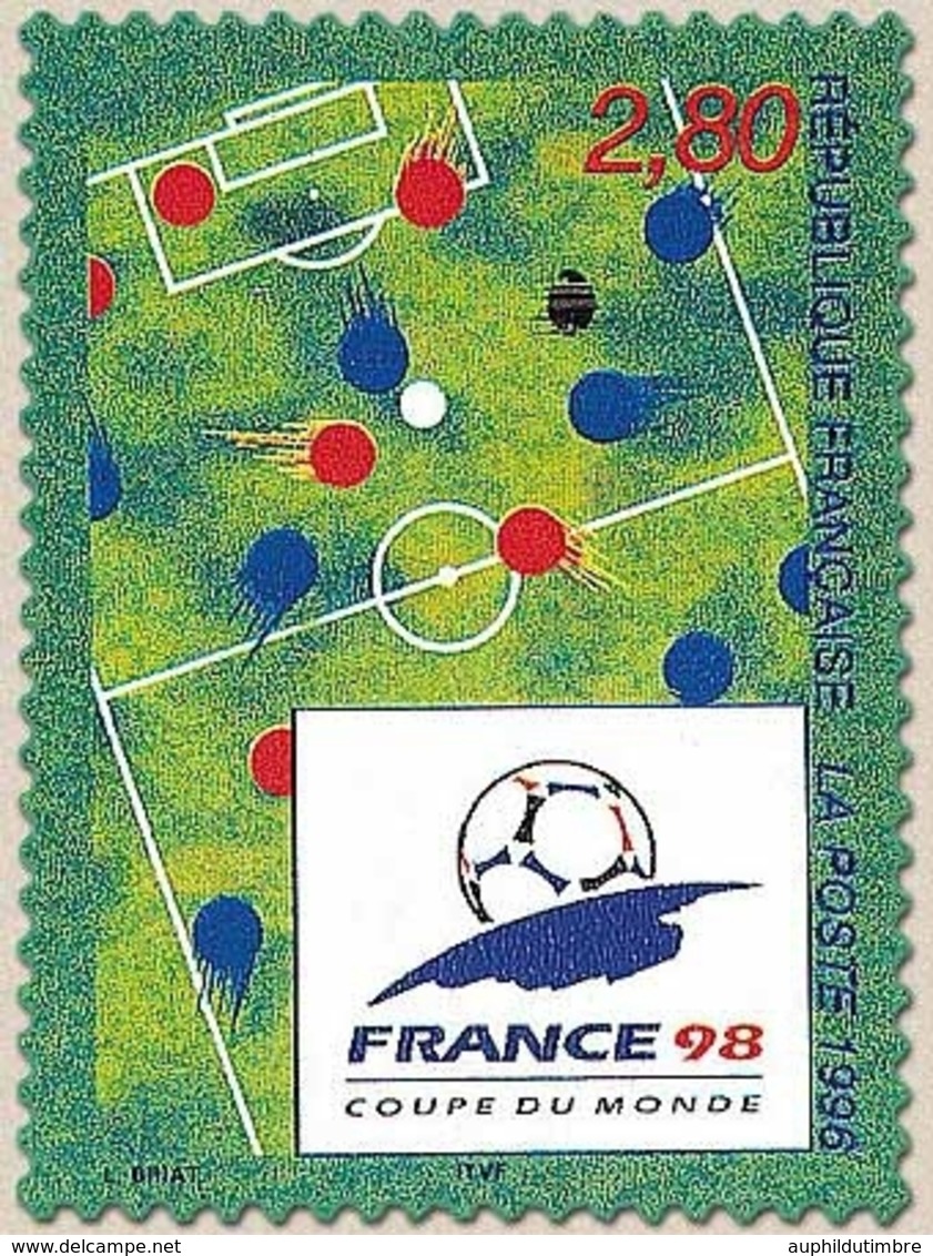 France 98. Coupe Du Monde De Football Logo Sur Terrain Stylisé  2f.80 Multicolore Y2985 - Nuevos