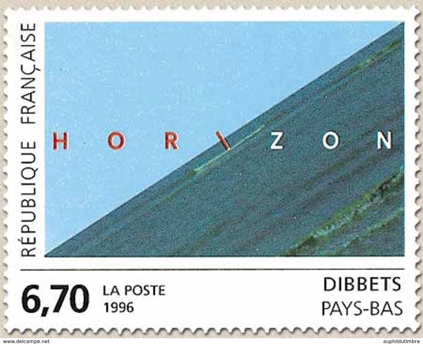 Série Européenne D'art Contemporain. Horizon, œuvre Originale De Dibbets (Pays-Bas). 6f.70 Bleu, Rouge Et Noir. Y2987 - Unused Stamps