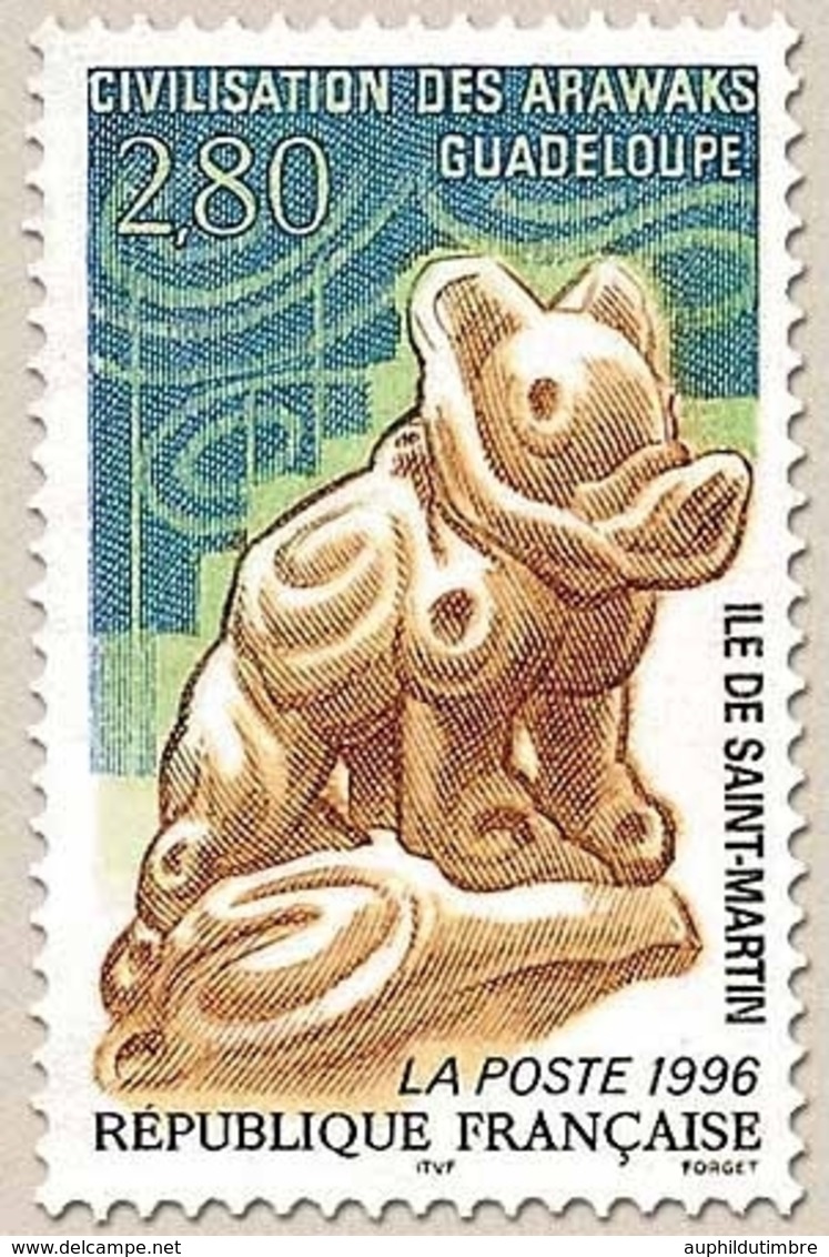 Civilisation Des Arawaks (Guadeloupe). Chien En Céramique. 2f.80 Multicolore Y2988 - Unused Stamps