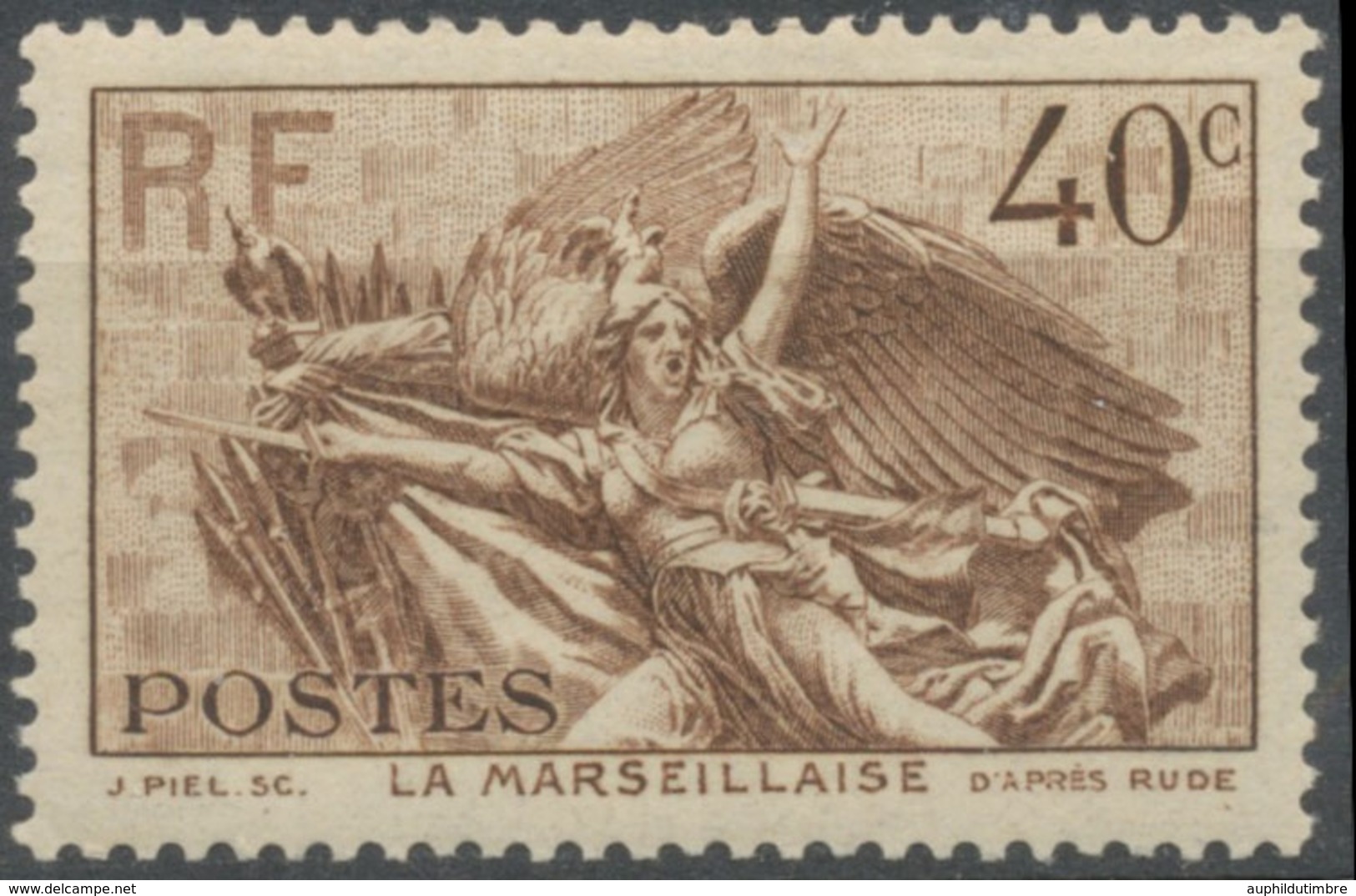 Centenaire Mort Claude Rouget De Lisle. La Marseillaise De Rude (haut-relief Arc De Triomphe) 40c Brun Neuf Luxe ** Y315 - Unused Stamps