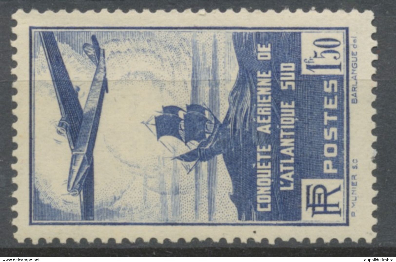 100e Traversée Aérienne De L'Atlantique-Sud Par Les Avions Postaux Français. 1f.50 Bleu-violet Neuf Luxe ** Y320 - Unused Stamps