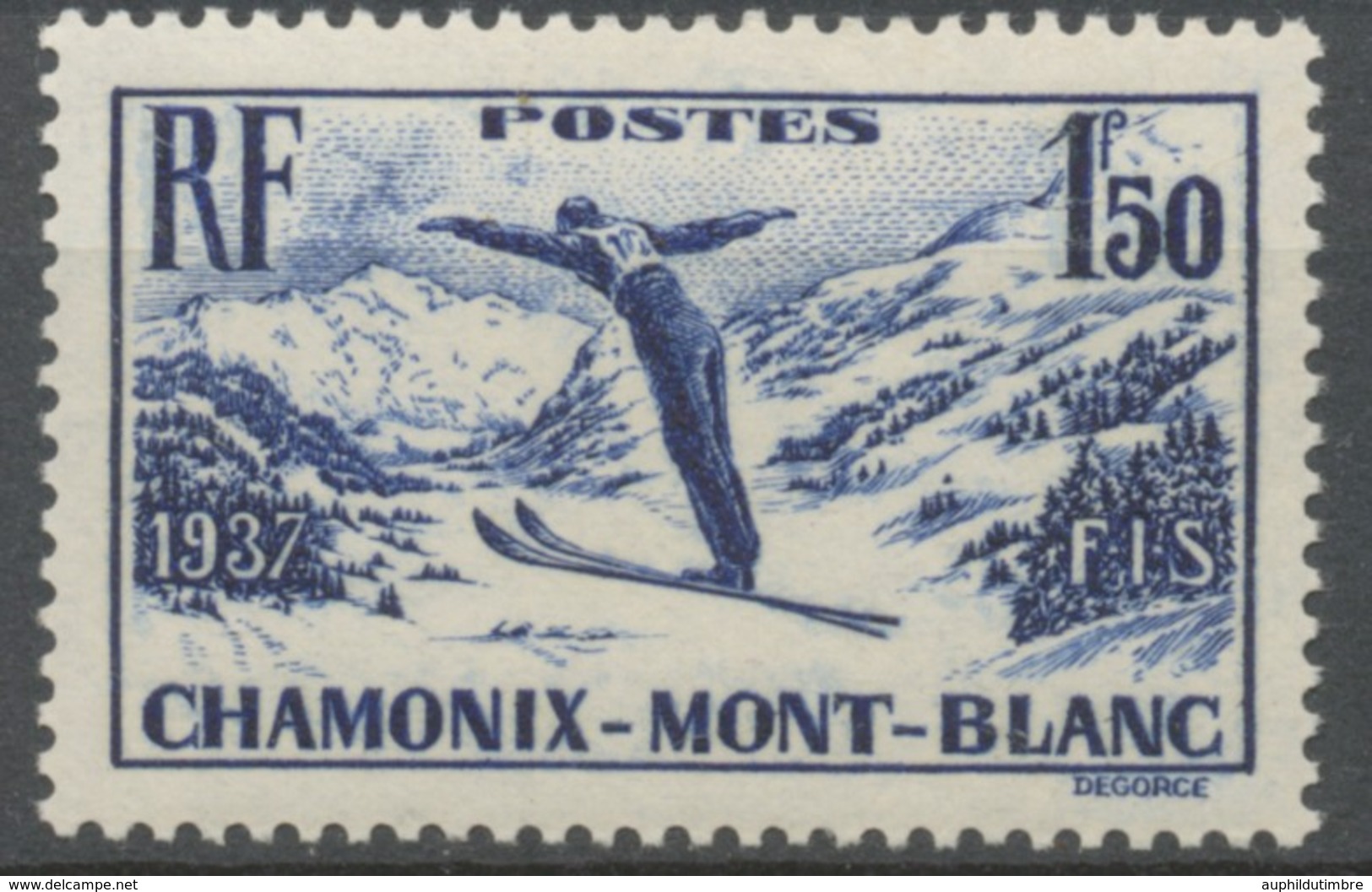 Championnats Internationaux De Ski, à Chamonix. 1f.50 Bleu-violet Neuf Luxe ** Y334 - Unused Stamps