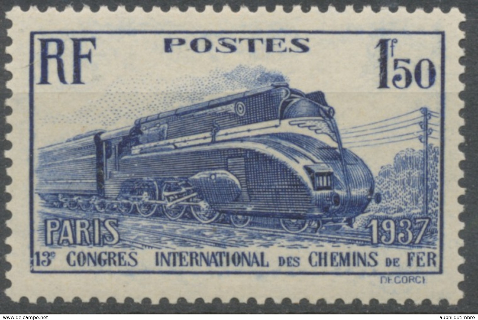 13e Congrès International Des Chemins De Fer, à Paris. "Pacific" Carénée. 1f.50 Outremer Neuf Luxe ** Y340 - Unused Stamps