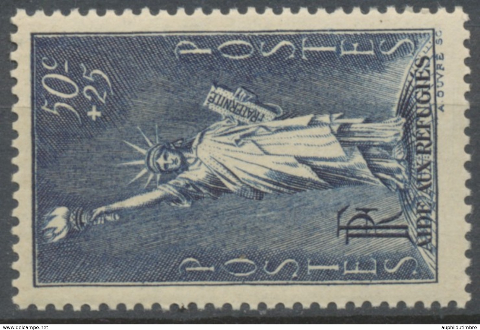 Au Profit Des Réfugiés Politiques. Type De 1936. 50c. + 25c. Bleu-gris (309) Neuf Luxe ** Y352 - Neufs