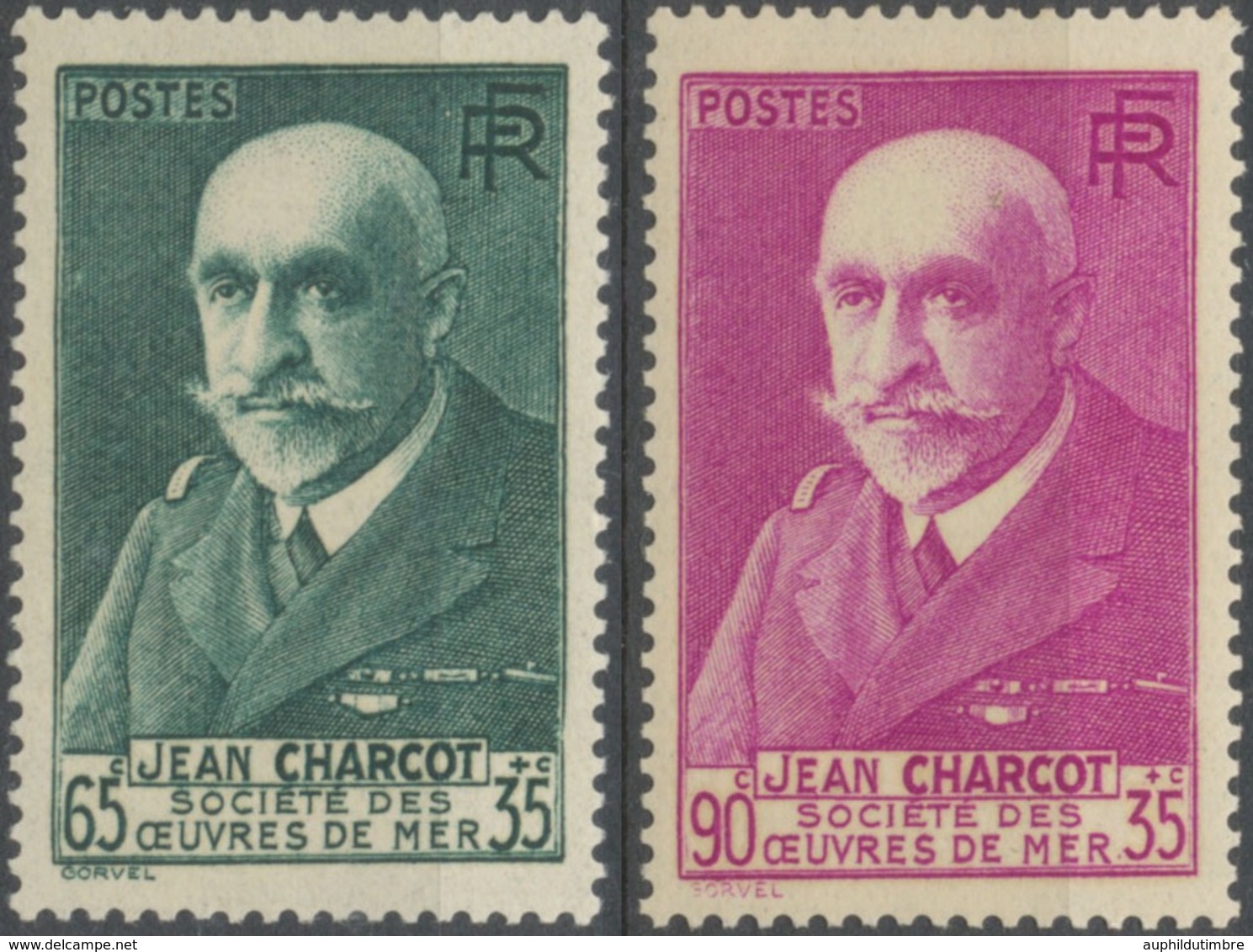 Au Profit De La Société Des Oeuvres De Mer. Effigie De Charcot (1867-1936). N°377 à 377A Neuf Luxe ** Y377S - Neufs