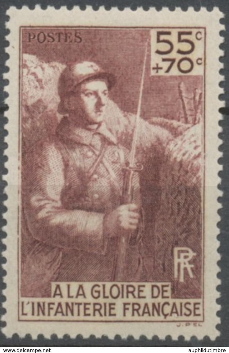 Pour L'érection D'un Monument à La Gloire De L'infanterie. 55c. + 70c. Brun-violet Neuf Luxe ** Y386 - Neufs