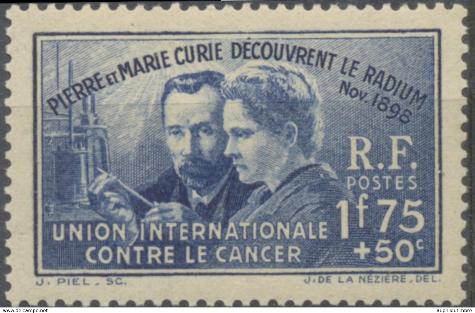 40e Anniversaire De La Découverte Du Radium. Pierre Et Marie Curie. 1f.75 + 50c. Outremer Neuf Luxe ** Y402 - Unused Stamps