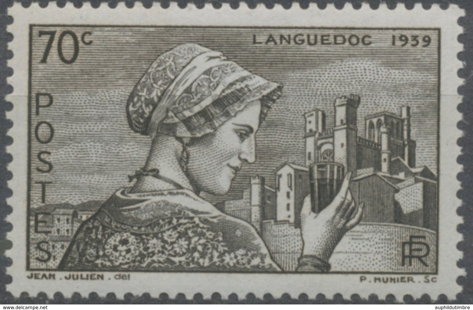 Sites Et Paysages. Languedocienne Et Cathédrale De Béziers. 70c. Noir Sur Azuré Neuf Luxe ** Y448 - Unused Stamps