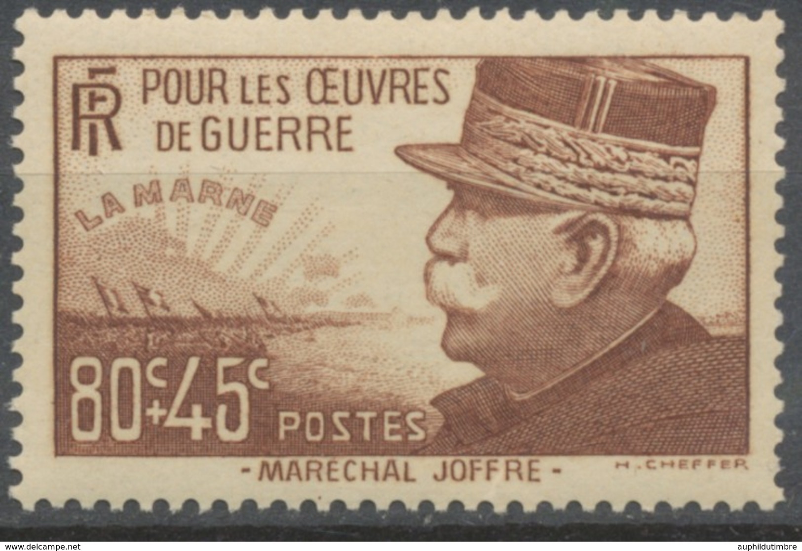 Au Profit Des Oeuvres De Guerre. Joseph Joffre (1852-1931), Maréchal De France. 80c. + 45c. Neuf Luxe ** Y454 - Nuevos