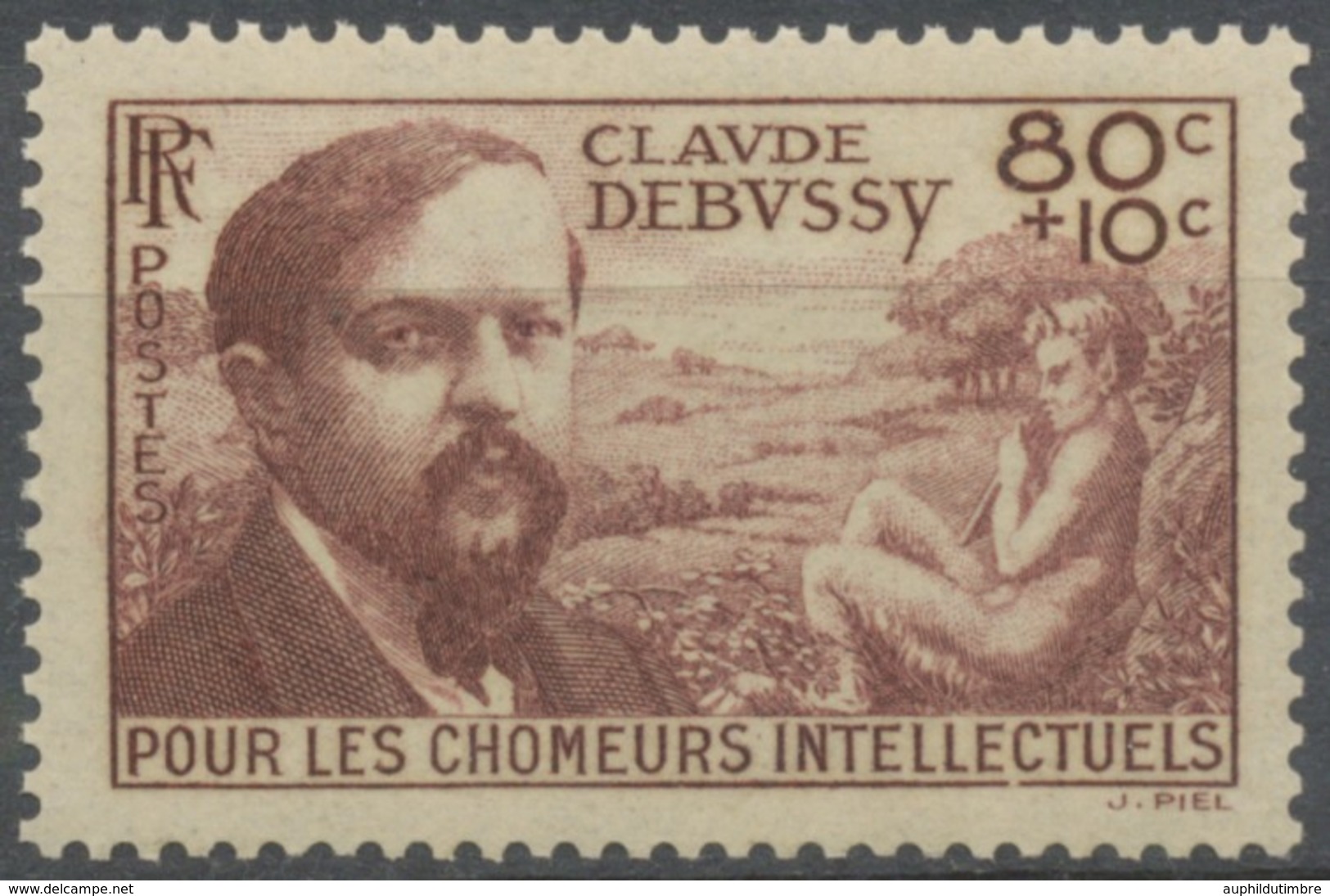 Au Profit Des Chômeurs Intellectuels. Types De 1939. 80c. + 10c. Brun-lilas (437) Neuf Luxe ** Y462 - Unused Stamps