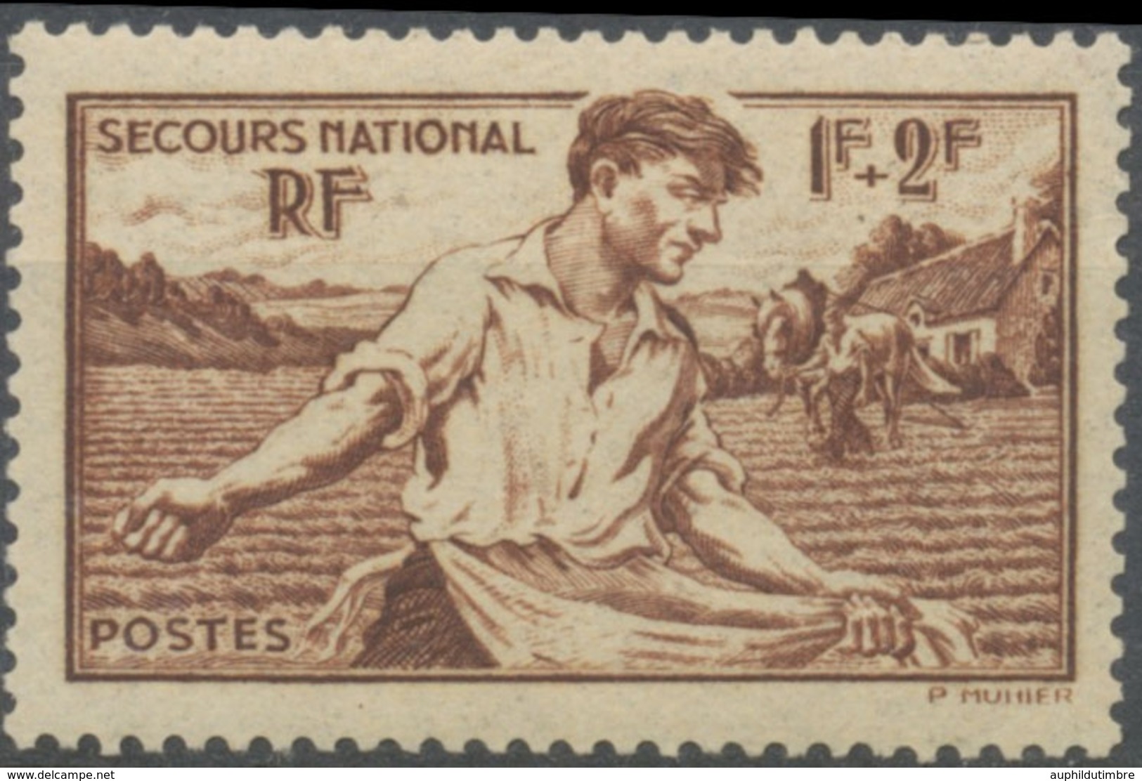 Au Profit Du Secours National. Semailles. 1f. + 2f. Brun-rouge Neuf Luxe ** Y467 - Unused Stamps